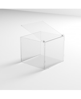 E-1193 PLE - Porta legumi in plexiglass trasparente a 1 scomparto con sportello superiore a ribalta - Misure: 29 x 29 x H25 cm