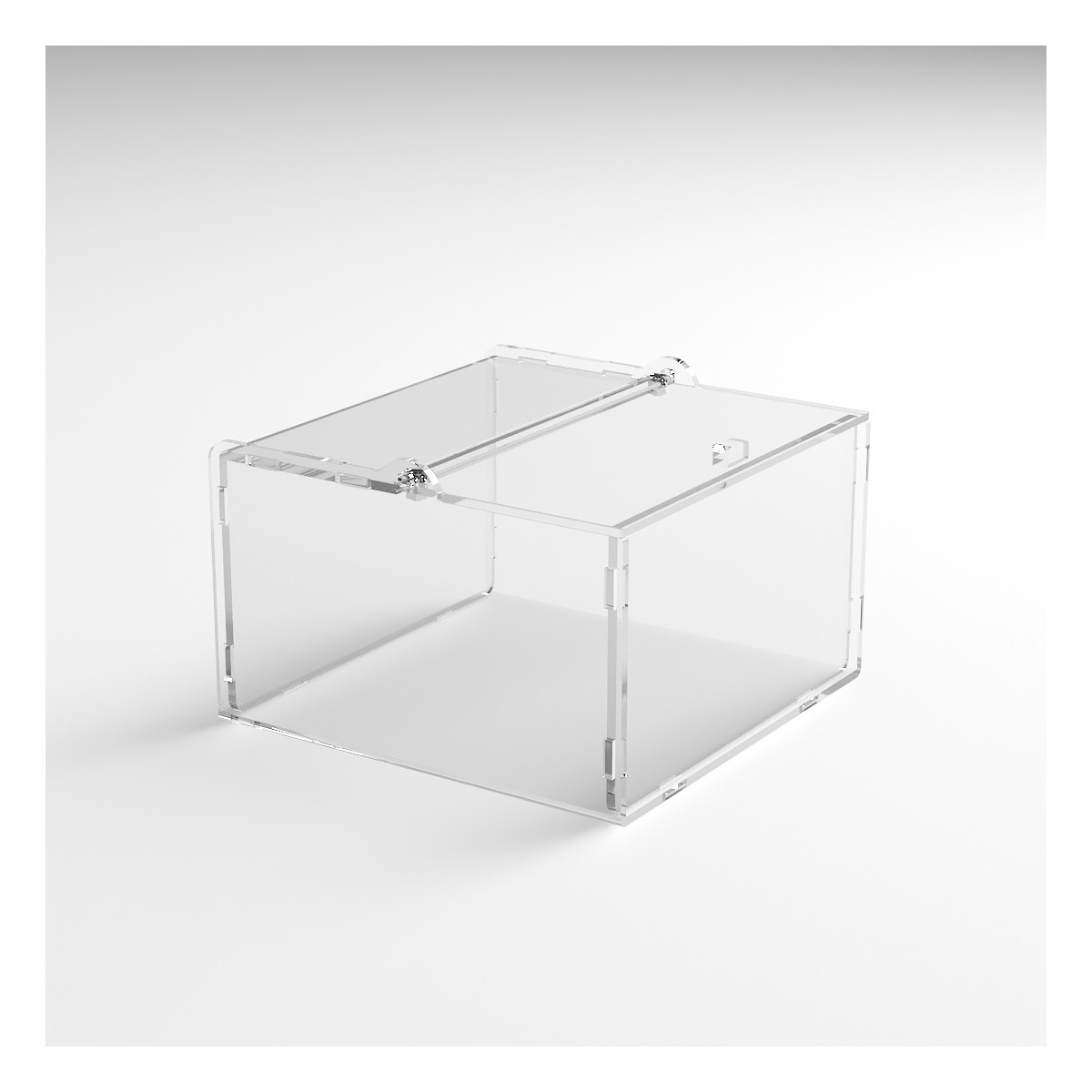 E-1194 PLE - Porta legumi in plexiglass trasparente a 1 scomparto con sportello superiore a ribalta - Misure: 25 x 25 x H15 cm