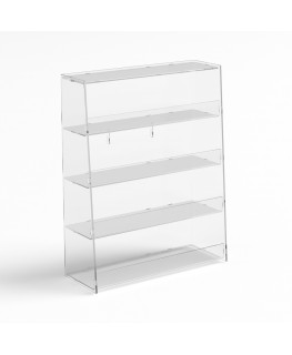 E-1195 PCR-B - Porta caramelle in plexiglass trasparente a 4 ripiani da banco e da parete - Misure: L45xP17x H57 cm
