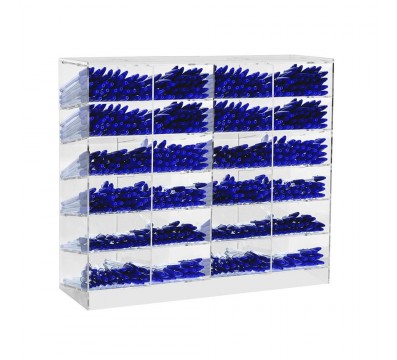 E-1196 PPE-D - Porta penne da banco in plexiglass trasparente a 24 scomparti - Misure: 47 x 16 x H42 cm