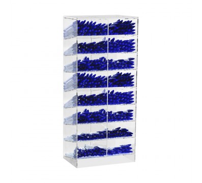 E-1197 PPE-B - Porta penne da banco in plexiglass trasparente a 16 scomparti - Misure: 24 x 16 x H54 cm