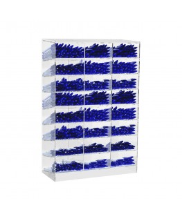 E-1197 PPE-C - Porta penne da banco in plexiglass trasparente a 24 scomparti - Misure: 35 x 16 x H54 cm