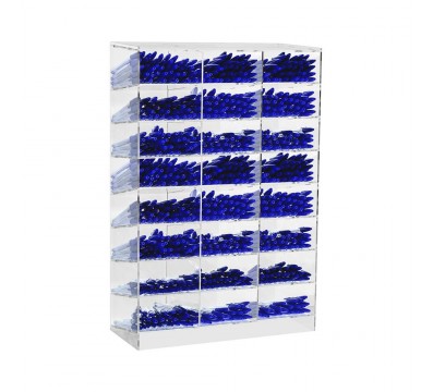 E-1197 PPE-C - Porta penne da banco in plexiglass trasparente a 24 scomparti - Misure: 35 x 16 x H54 cm