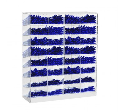 E-1197 PPE-D - Porta penne da banco in plexiglass trasparente a 32 scomparti - Misure: 47 x 16 x H54 cm