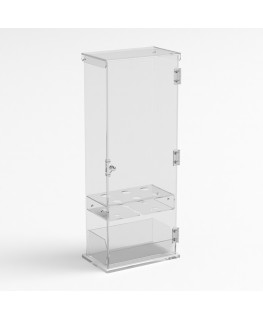 E-1210 PCN - Porta coni gelato in plexiglass trasparente a 6 fori con vaschetta porta cucchiaini e con sportello - Misure: 22...