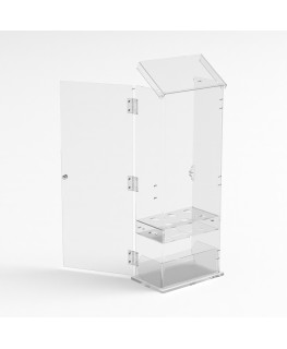 E-1210 PCN - Porta coni gelato in plexiglass trasparente a 6 fori con vaschetta porta cucchiaini e con sportello - Misure: 22...