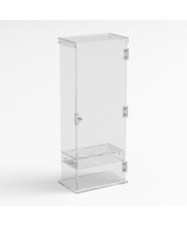 E-1211 PCN - Porta coni gelato in plexiglass trasparente a 6 fori con sportello - Misure: 22 x 13 x H61 cm