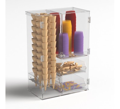 E-1214 PCN - Vetrina multiuso in plexiglass trasparente - Misure: 40 x 24 x H62 cm