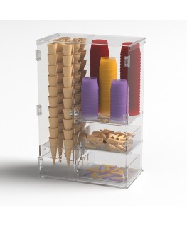 E-1214 PCN - Vetrina multiuso in plexiglass trasparente - Misure: 40 x 24 x H62 cm