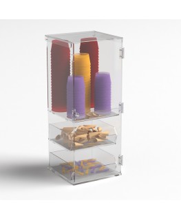 E-1215 PCN - Vetrina multiuso porta coppette in plexiglass trasparente - Misure: 25 x 24 x H62 cm
