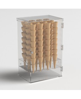 E-1216 PCN - Porta coni gelato in plexiglass trasparente a 12 fori - Misure: 30x23x H50 cm