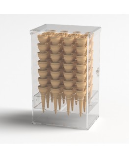 E-1216 PCN - Porta coni gelato in plexiglass trasparente a 12 fori - Misure: 30x23x H50 cm