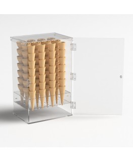 E-1216 PCN - Porta coni gelato in plexiglass trasparente a 12 fori - Misure: 30x23x H50 cm