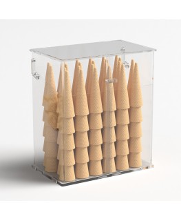 E-1217 PCN - Porta coni porta cialde gelato in plexiglass trasparente - Misure: 32x20x H36 cm