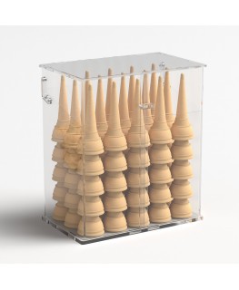 E-1217 PCN - Porta coni porta cialde gelato in plexiglass trasparente - Misure: 32x20x H36 cm