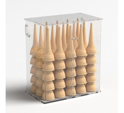 E-1217 PCN - Porta coni porta cialde gelato in plexiglass trasparente - Misure: 32x20x H36 cm