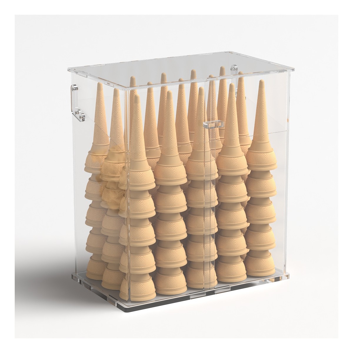 E-1217 PCN - Porta coni porta cialde gelato in plexiglass trasparente - Misure: 32x20x H36 cm