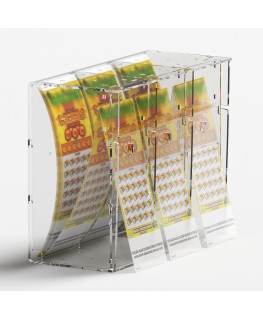 E-1218 EGV-C - Espositore gratta e vinci da banco o da soffitto in plexiglass trasparente a 3 contenitori con sportellino fro...