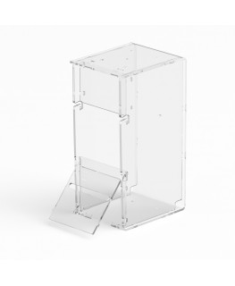 E-1218 EGV-C - Espositore gratta e vinci da banco o da soffitto in plexiglass trasparente a 3 contenitori con sportellino fro...