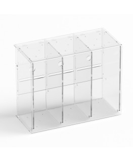 E-1218 EGV-C - Espositore gratta e vinci da banco o da soffitto in plexiglass trasparente a 3 contenitori con sportellino fro...