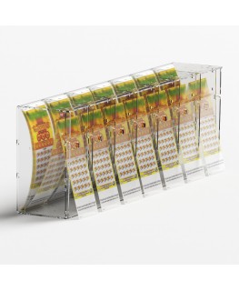 E-1218 EGV-G - Espositore gratta e vinci da banco o da soffitto in plexiglass trasparente a 7 contenitori con sportellino fro...