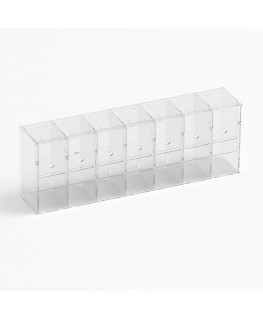 E-1218 EGV-G - Espositore gratta e vinci da banco o da soffitto in plexiglass trasparente a 7 contenitori con sportellino fro...
