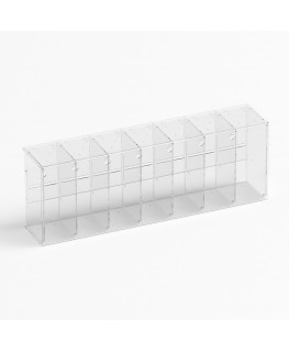 E-1218 EGV-G - Espositore gratta e vinci da banco o da soffitto in plexiglass trasparente a 7 contenitori con sportellino fro...