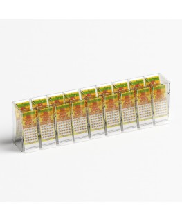 E-1218 EGV-I - Espositore gratta e vinci da banco o da soffitto in plexiglass trasparente a 9 contenitori con sportellino fro...