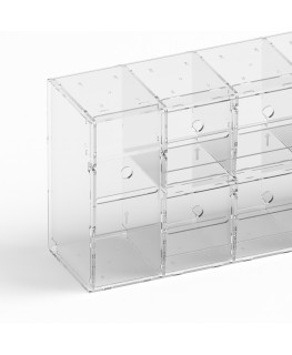 E-1219 EGV-A - Espositore gratta e vinci da banco o da soffitto in plexiglass trasparente a 19 contenitori con sportellino fr...