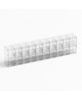 E-1219 EGV-A - Espositore gratta e vinci da banco o da soffitto in plexiglass trasparente a 19 contenitori con sportellino fr...
