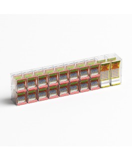 E-1219 EGV-B - Espositore gratta e vinci da banco o da soffitto in plexiglass trasparente a 18 contenitori con sportellino fr...