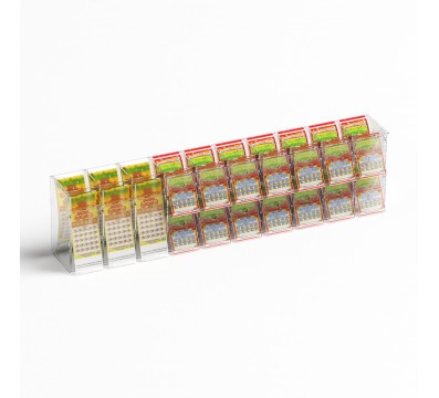 E-1219 EGV-C - Espositore gratta e vinci da banco o da soffitto in plexiglass trasparente a 17 contenitori con sportellino fr...