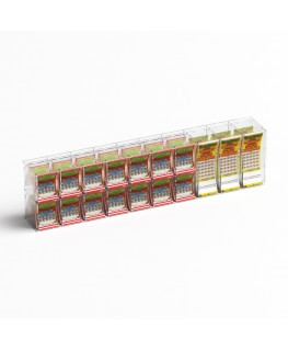 E-1219 EGV-C - Espositore gratta e vinci da banco o da soffitto in plexiglass trasparente a 17 contenitori con sportellino fr...