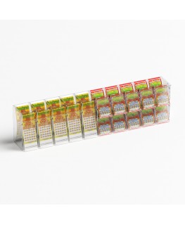 E-1219 EGV-E - Espositore gratta e vinci da banco o da soffitto in plexiglass trasparente a 15 contenitori con sportellino fr...