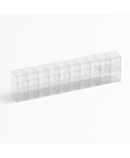 E-1219 EGV-H - Espositore gratta e vinci da banco o da soffitto in plexiglass trasparente a 12 contenitori con sportellino fr...