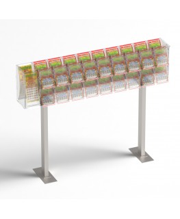 E-1220 EGV-A - Espositore gratta e vinci da banco in plexiglass trasparente a 19 contenitori con sportellino frontale lato ri...
