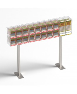 E-1220 EGV-B - Espositore gratta e vinci da banco in plexiglass trasparente a 18 contenitori con sportellino frontale lato ri...