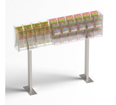 E-1220 EGV-D - Espositore gratta e vinci da banco in plexiglass trasparente a 16 contenitori con sportellino frontale lato ri...