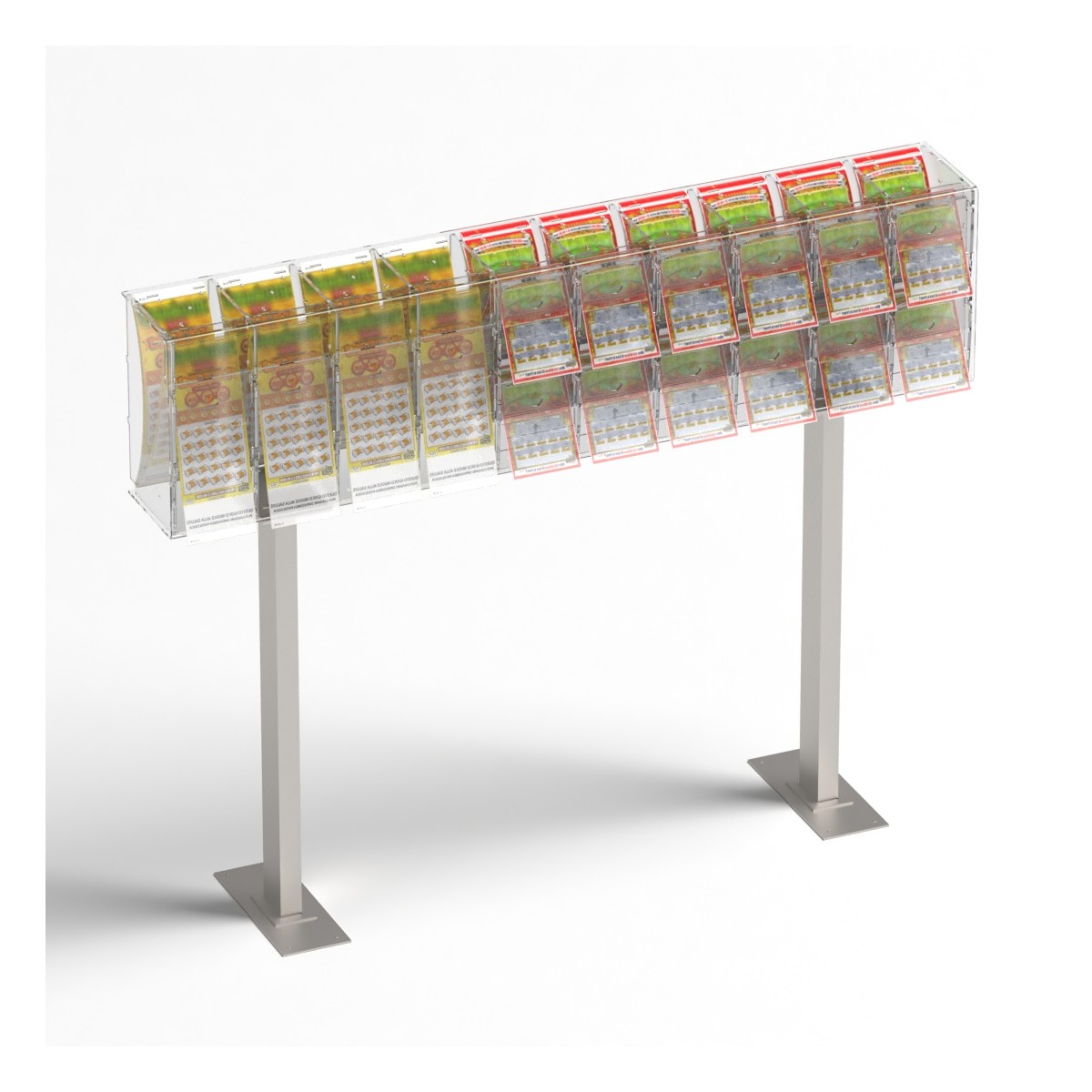 E-1220 EGV-D - Espositore gratta e vinci da banco in plexiglass trasparente a 16 contenitori con sportellino frontale lato ri...