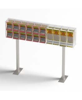 E-1220 EGV-D - Espositore gratta e vinci da banco in plexiglass trasparente a 16 contenitori con sportellino frontale lato ri...