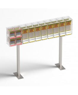 E-1220 EGV-H - Espositore gratta e vinci da banco in plexiglass trasparente a 12 contenitori con sportellino frontale lato ri...