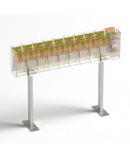 E-1220 EGV-I - Espositore gratta e vinci da banco in plexiglass trasparente a 11 contenitori con sportellino frontale lato ri...
