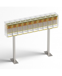 E-1220 EGV-L - Espositore gratta e vinci da banco in plexiglass trasparente a 10 contenitori con sportellino frontale lato ri...