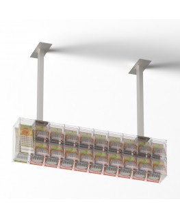 E-1221 EGV-A - Espositore gratta e vinci da soffitto in plexiglass trasparente a 19 contenitori con sportellino frontale lato...