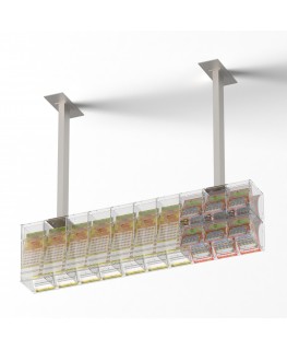 E-1221 EGV-G - Espositore gratta e vinci da soffitto in plexiglass trasparente a 13 contenitori con sportellino frontale lato...