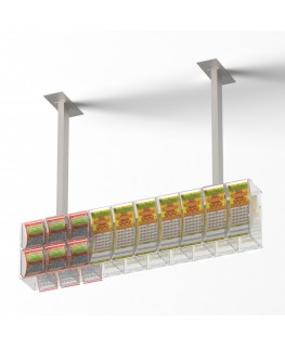 E-1221 EGV-G - Espositore gratta e vinci da soffitto in plexiglass trasparente a 13 contenitori con sportellino frontale lato...