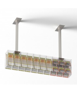 E-1221 EGV-G - Espositore gratta e vinci da soffitto in plexiglass trasparente a 13 contenitori con sportellino frontale lato...