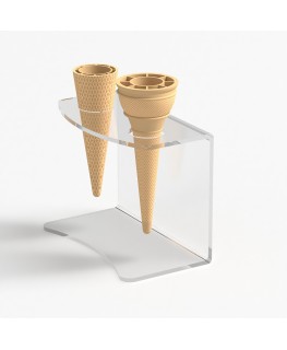 E-1222 PCN - Porta coni da banco in plexiglass trasparente a 2 fori - Misure: 16.5 x 9.5 x H12.5 cm