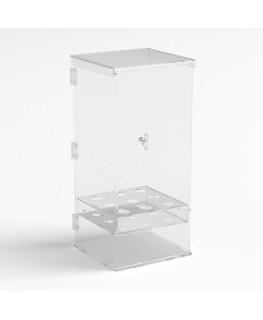 E-1247 PCN - Portaconi gelato in plexiglass trasparente a 9 fori con sportello frontale - Misure: 24x23x H47 cm