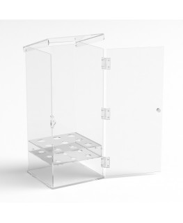 E-1247 PCN - Portaconi gelato in plexiglass trasparente a 9 fori con sportello frontale - Misure: 24x23x H47 cm